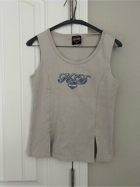 Harley-Davidson Light Gray Women's Logo Tank with Front Slits